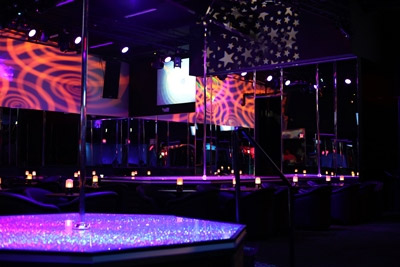 Stage, lighting and sound system at Foxy's Cabaret Austin